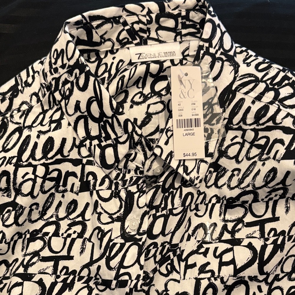 Zone NYC Black and White Women's Button Down Shirt
